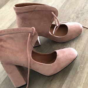 Pink suede Qupid heels
